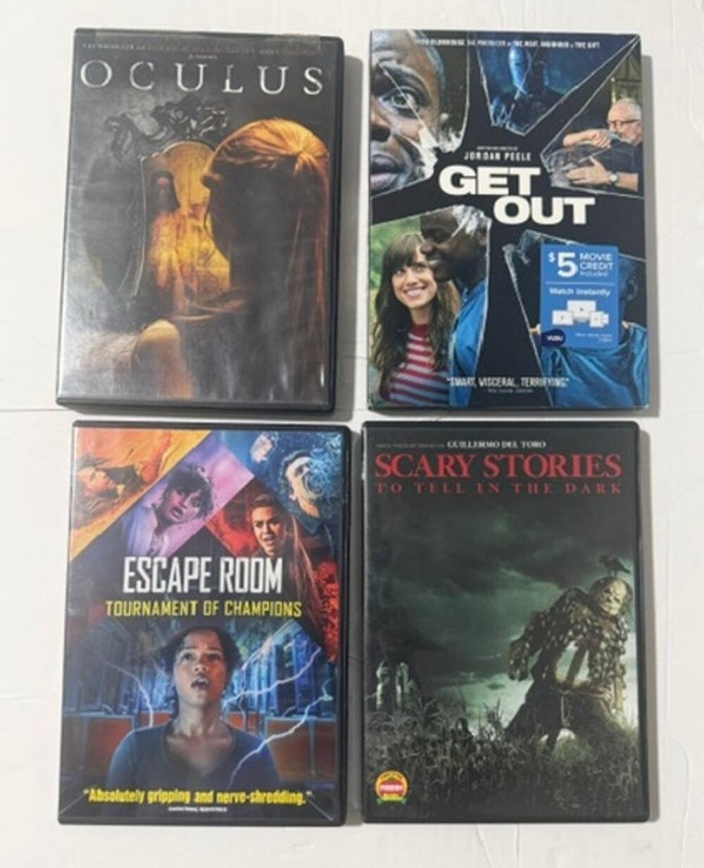 Horror Thriller DVD Lot of 4 Get Out Oculus Escape Room Scary Stories